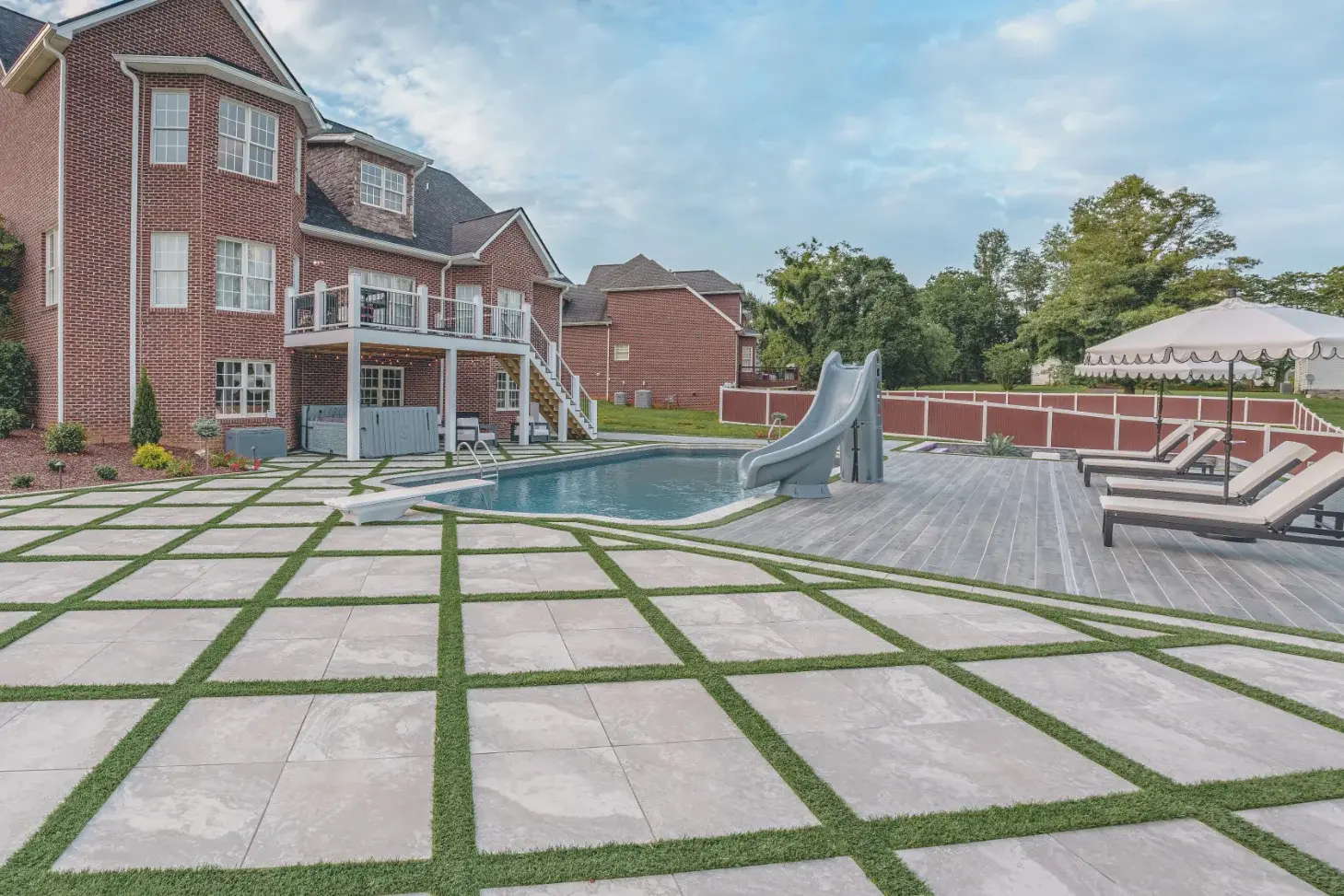 Modern Porcelain Poolscape in Blountville, photo provided by Morales Outdoor Living 