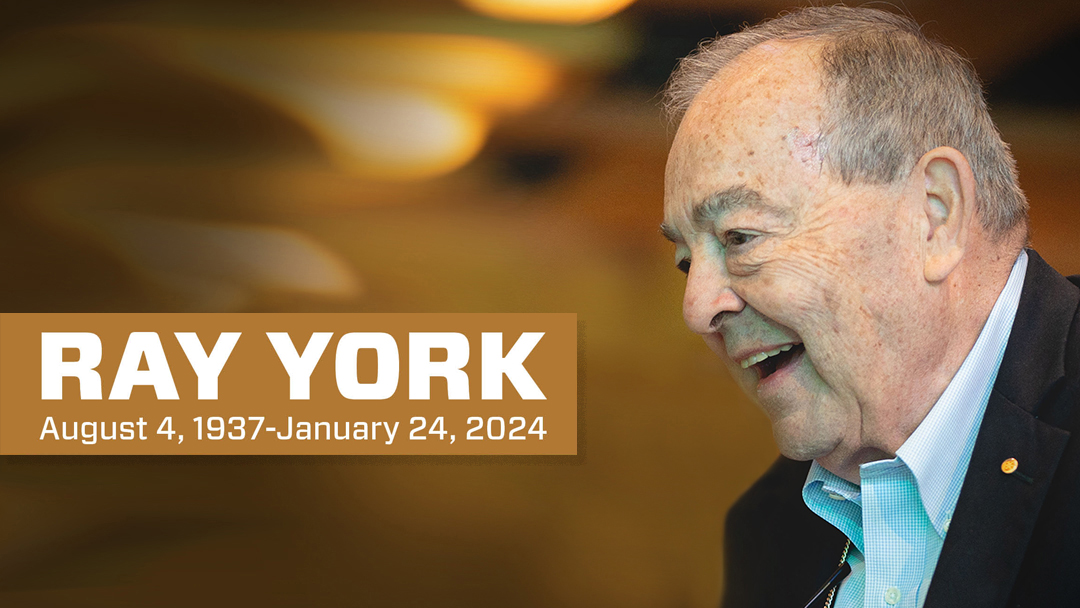 Ray York candid photograph with his name, birth and death dates.